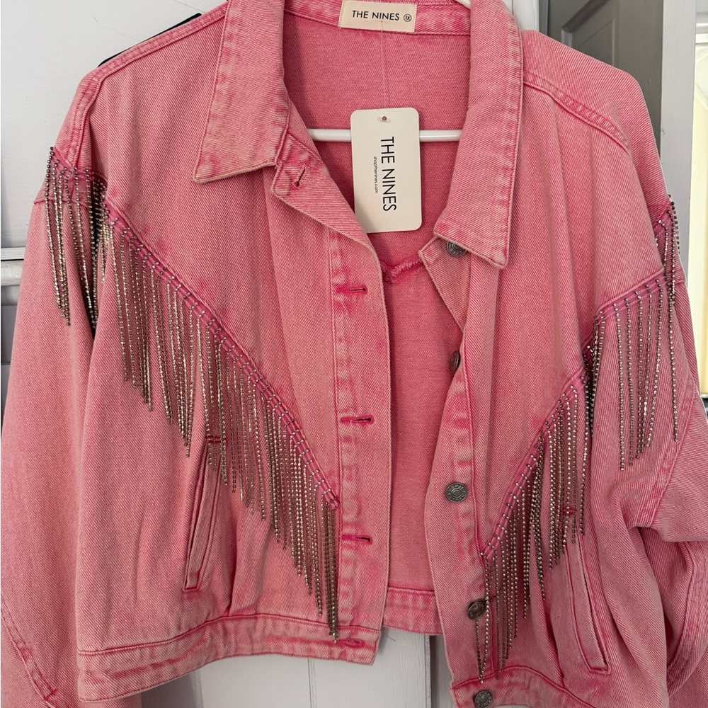 The Nines Pink Jean Jacket with Fringe